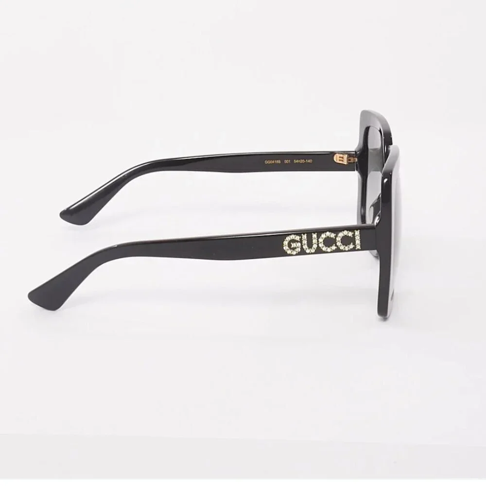 Gucci sunglasses rhinestone bling crystal black silver oversized frame rare